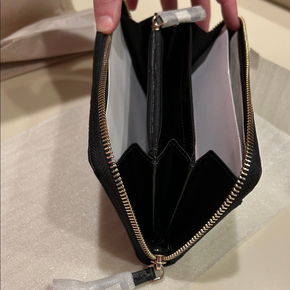Kate Spade Women’s Black Wallet Hollie Clover Geo Embossed NWT - Picture 9 of 10